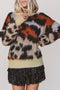 Leopard Print Drop Shoulder Long Sleeve Round Neck Sweater