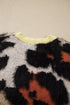 Leopard Print Drop Shoulder Long Sleeve Round Neck Sweater