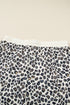 Leopard Print Drop Shoulder Pullover Elastic Waist Short Set