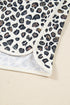 Leopard Print Drop Shoulder Pullover Elastic Waist Short Set