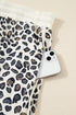 Leopard Print Drop Shoulder Pullover Elastic Waist Short Set