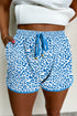 Leopard Print Elastic Waist Drawstring Contrast Trim Lounge Shorts