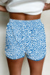 Leopard Print Elastic Waist Drawstring Contrast Trim Lounge Shorts
