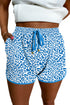 Leopard Print Elastic Waist Drawstring Contrast Trim Lounge Shorts