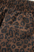 Leopard Print Elastic Waistband Drawstring Denim Shorts