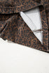 Leopard Print Elastic Waistband Drawstring Denim Shorts