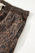 Leopard Print Elastic Waistband Drawstring Denim Shorts