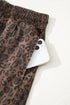 Leopard Print Elastic Waistband Drawstring Denim Shorts