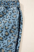 Leopard Print Exposed Seam Drawstring Wide Leg Jeans