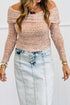 Leopard Print Foldover Off Shoulder Sheer Long Sleeve Mesh Top