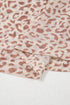 Leopard Print Foldover Off Shoulder Sheer Long Sleeve Mesh Top