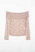 Leopard Print Foldover Off Shoulder Sheer Long Sleeve Mesh Top