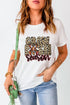 Leopard Print Font Crawfish Graphic Crew Neck Tee