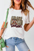 Leopard Print Font Crawfish Graphic Crew Neck Tee