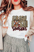 Leopard Print Font Crawfish Graphic Crew Neck Tee