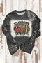 Leopard Print Football Graphic Bleached Effect Long Sleeve Tee
