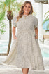 Leopard Print Frill Trim A Line Plus Size Midi Dress