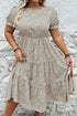 Leopard Print Frill Trim A Line Plus Size Midi Dress