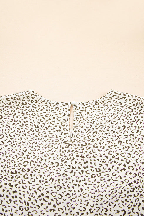 Leopard Print Frill Trim A Line Plus Size Midi Dress