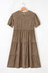 Leopard Print Frill Trim A Line Plus Size Midi Dress