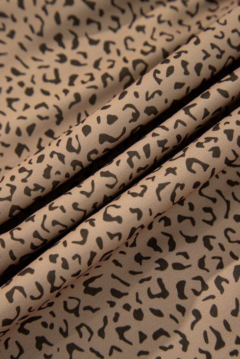 Leopard Print Frill Trim A Line Plus Size Midi Dress