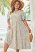 Leopard Print Frill Trim A Line Plus Size Midi Dress