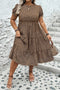 Leopard Print Frill Trim A Line Plus Size Midi Dress