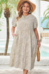Leopard Print Frill Trim A Line Plus Size Midi Dress