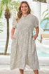 Leopard Print Frill Trim A Line Plus Size Midi Dress