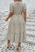 Leopard Print Frill Trim A Line Plus Size Midi Dress