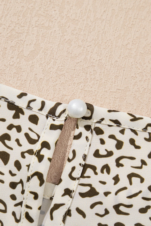 Leopard Print Frill Trim A Line Plus Size Midi Dress