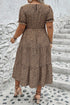 Leopard Print Frill Trim A Line Plus Size Midi Dress