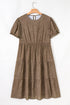 Leopard Print Frill Trim A Line Plus Size Midi Dress