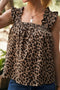 Leopard Print Frilled Square Neck Western Tank Top