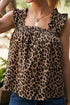 Leopard Print Frilled Square Neck Western Tank Top