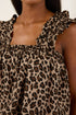 Leopard Print Frilled Square Neck Western Tank Top