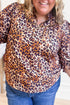 Leopard Print Frilled Stand Neck Western Blouse