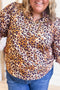 Leopard Print Frilled Stand Neck Western Blouse