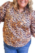 Leopard Print Frilled Stand Neck Western Blouse