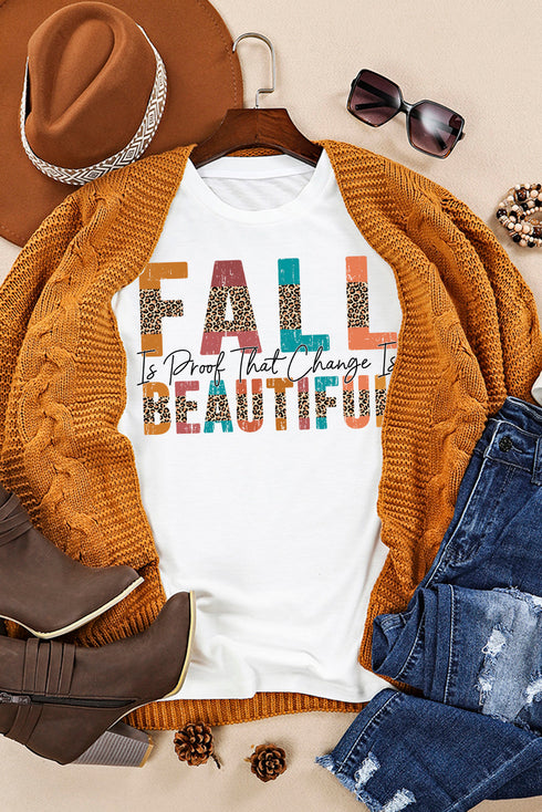 Leopard Print Graphic Short Sleeve Crew Neck T Shirt
