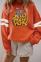 Leopard Print Graphic Varsity Stripe Pullover Sweatshirt