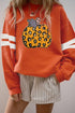 Leopard Print Graphic Varsity Stripe Pullover Sweatshirt