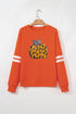 Leopard Print Graphic Varsity Stripe Pullover Sweatshirt