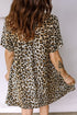 Leopard Print Half Button Short Sleeve Loose Mini Dress