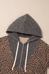 Leopard Print Half Zip Waffle Knit Hoodie