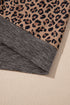 Leopard Print Half Zip Waffle Knit Hoodie