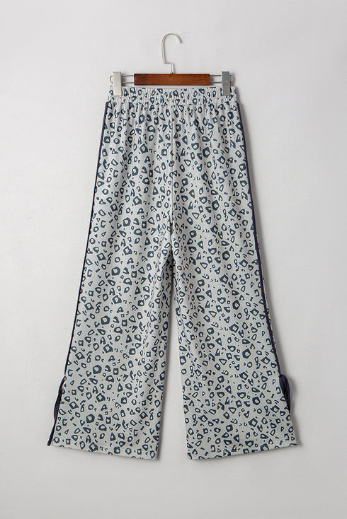 Leopard Print High Waist Side Bow Wide Leg Pants