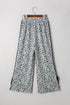 Leopard Print High Waist Side Bow Wide Leg Pants
