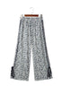 Leopard Print High Waist Side Bow Wide Leg Pants