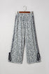 Leopard Print High Waist Side Bow Wide Leg Pants